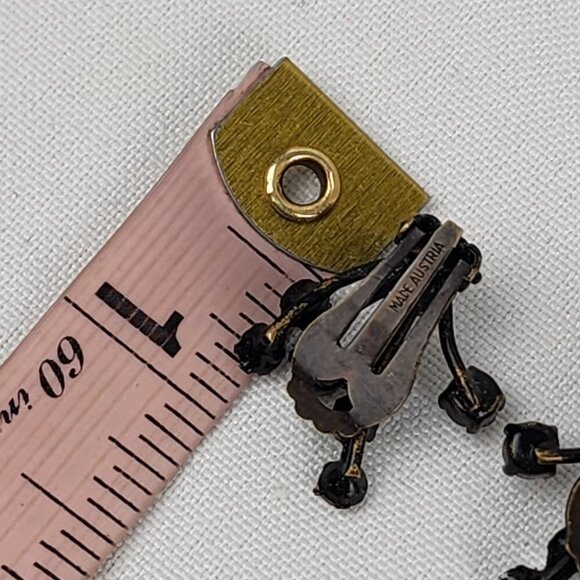 Vintage Made In Austria Black Crystal Clip On Earrings - Picture 5 of 5